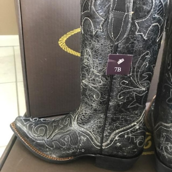 J.B. Dillion Stone Wash Cowboy Boots NEW - Picture 5 of 8